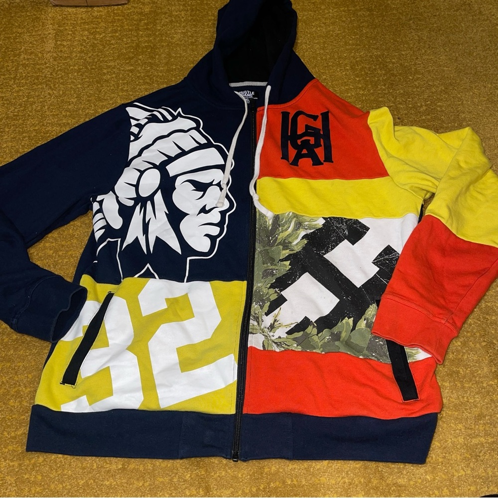 Hustle Gang Graphics Full Zip Sweater XL Multi-Color